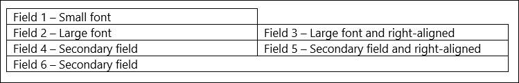 Screenshot of a table of brick layout positions.