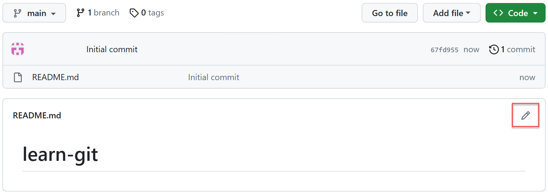 لقطة شاشة لزر التحرير لملف readme.