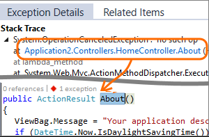 لقطة شاشة ل Visual Studio تعرض بيانات الأداء في التعليمات البرمجية.