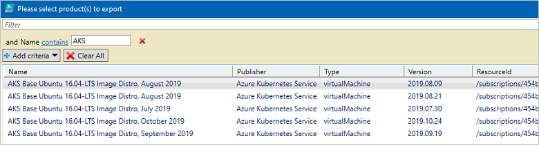 Displays list of images by using the Add criteria option.