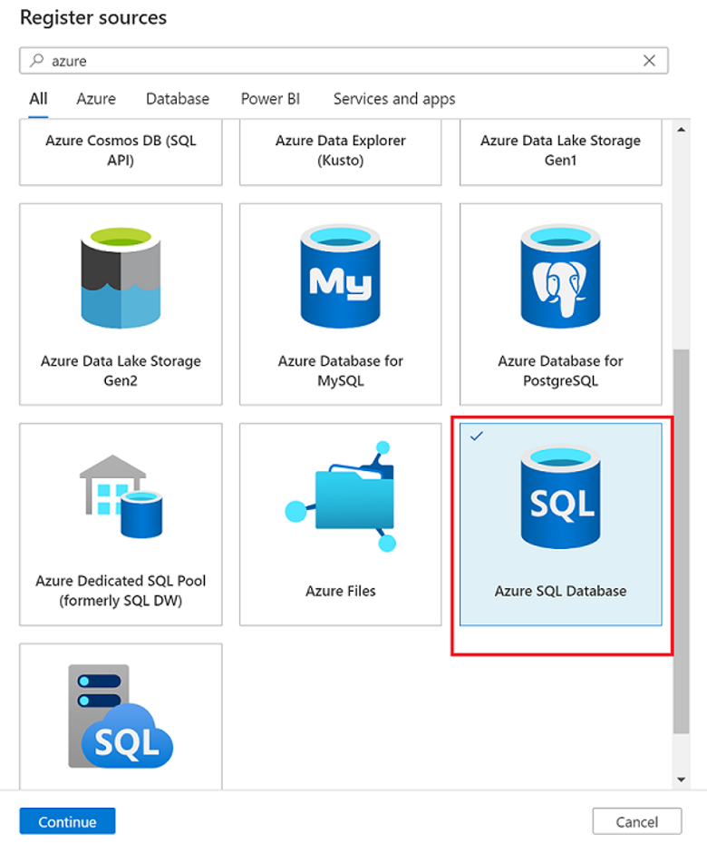 لقطة شاشة تسمح باختيار مصدر البيانات.