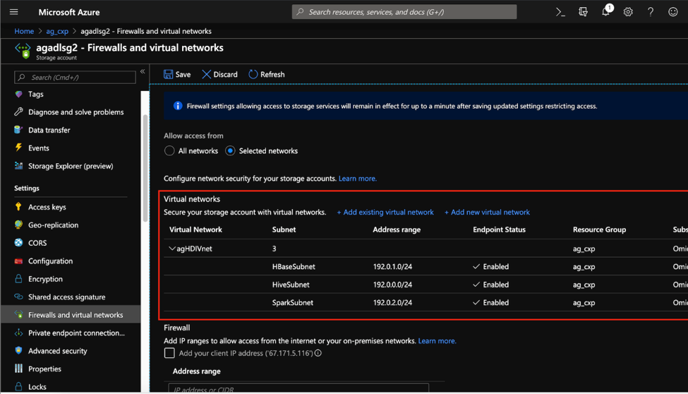 Azure Virtual networks configurations