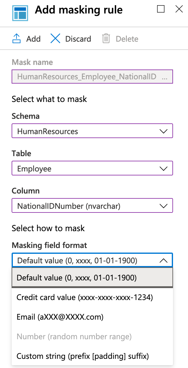 لقطة شاشة لكيفية إضافة قاعدة الإخفاء في مدخل Azure.