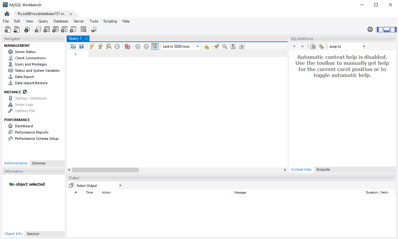 محرر استعلام MySQL Workbench