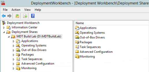 لقطة شاشة ل Deployment Workbench.
