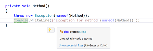 Faded unreachable code