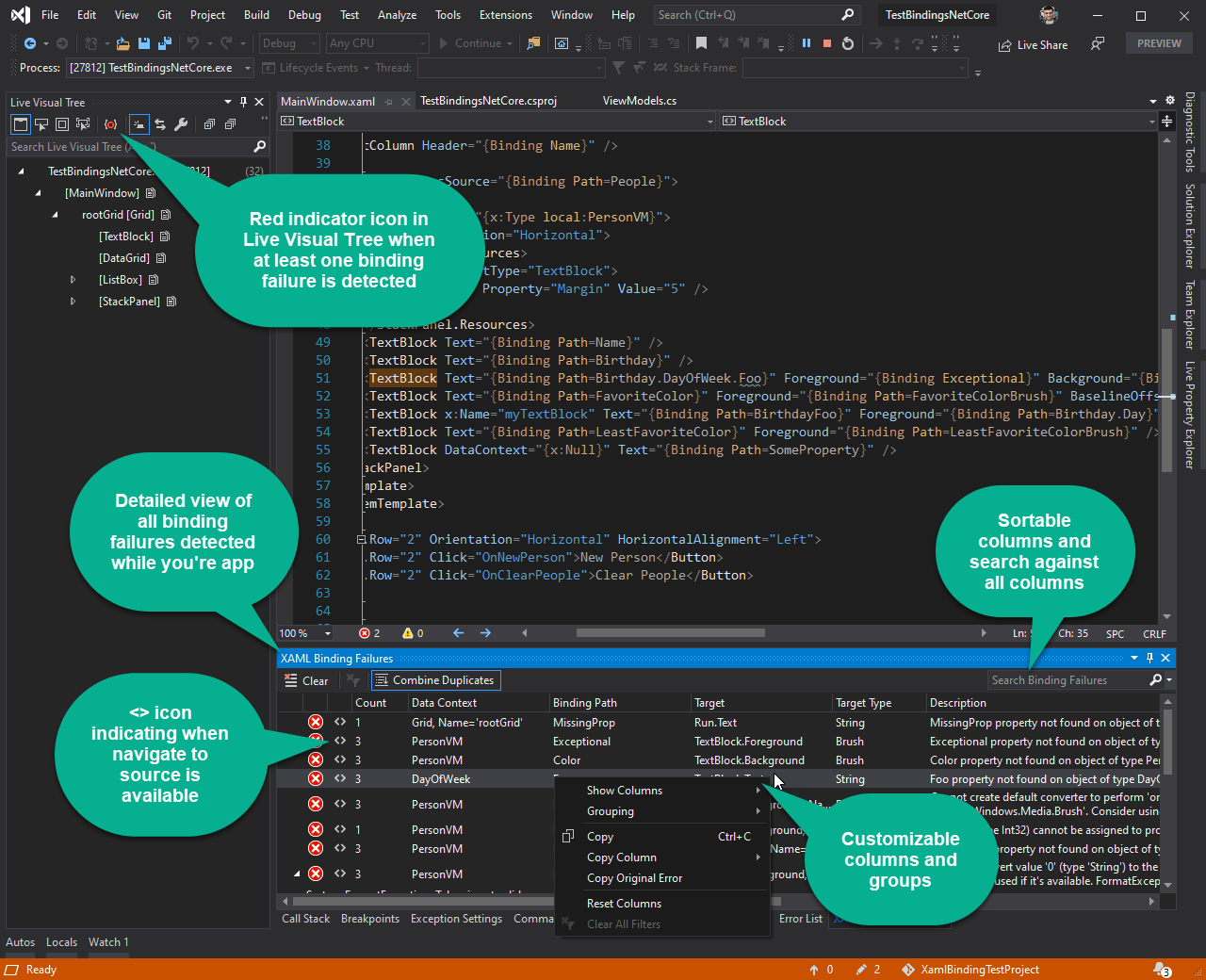 XAML Binding Failure Window & LVT Icon