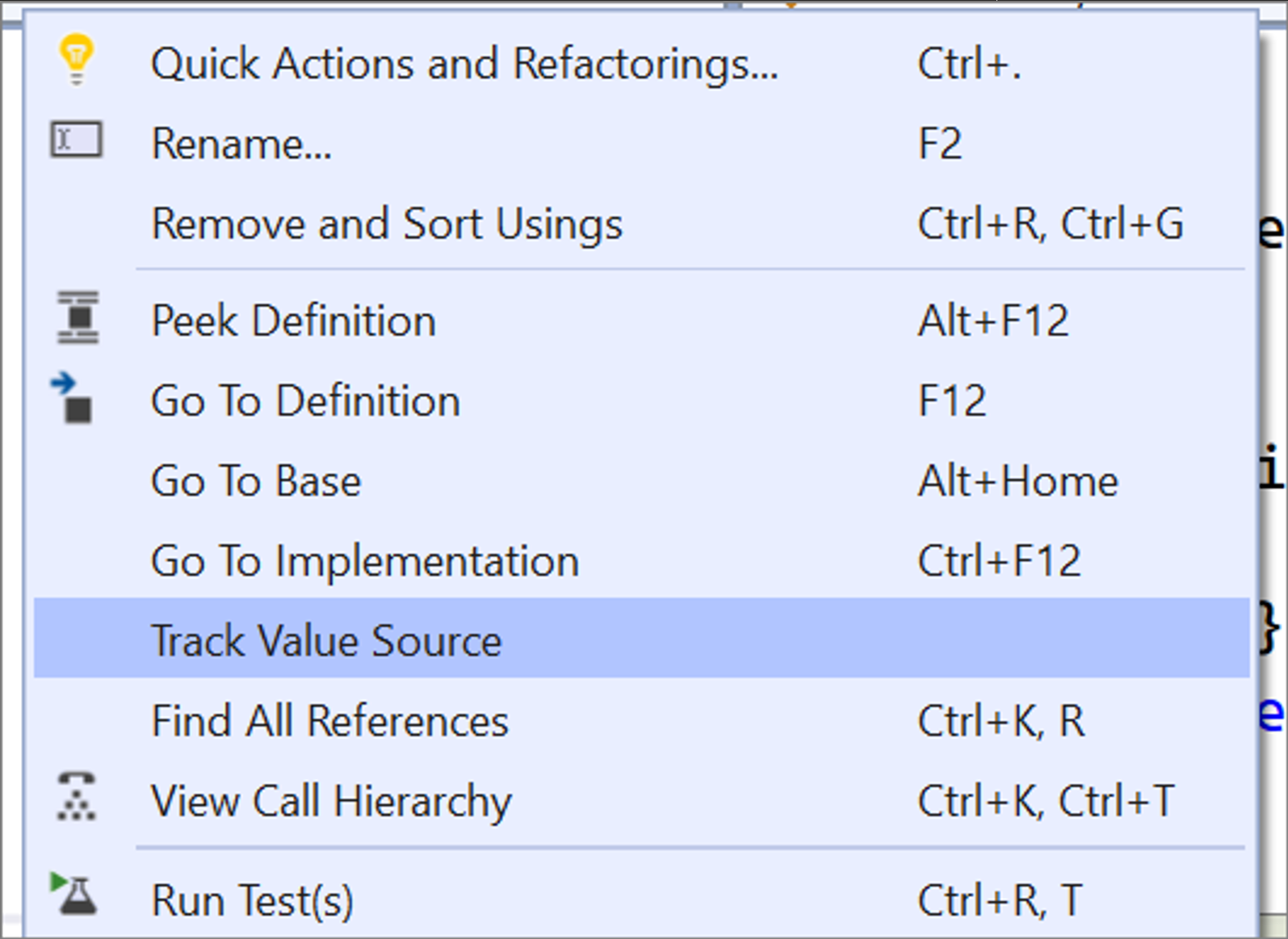 Track value source in right click menu