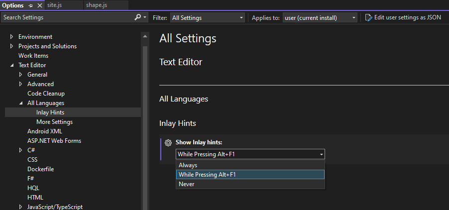 Inlay Hints global setting