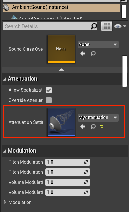 Set attenuation setting