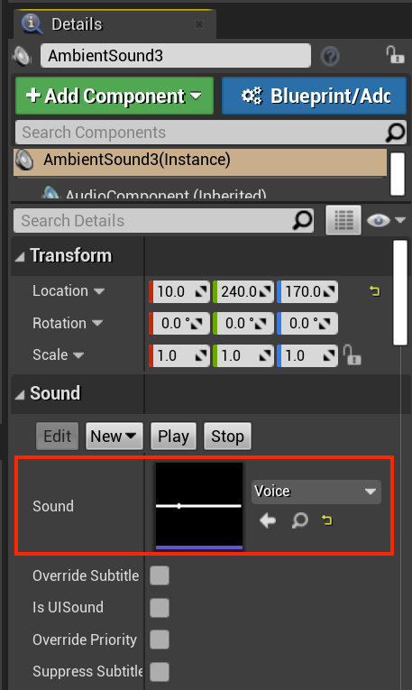 Set sound asset