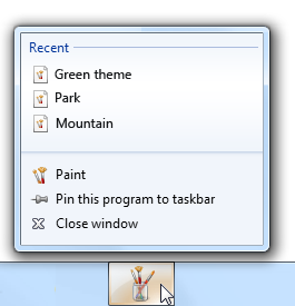 screen shot of jump list with recent group name