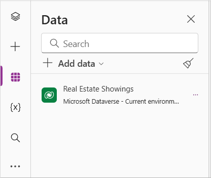 لقطة شاشة Dataverse للجدول المسمى عروض العقارات فِي لوحة البيانات الخاصة بـ Power Apps Studio.