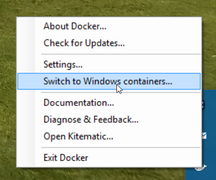Switch to Windows Container Windows Container