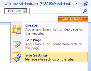 On the Site Actions menu, click Site Settings.