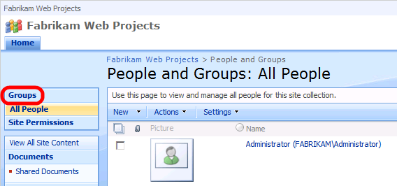 In the left navigation panel, click Groups