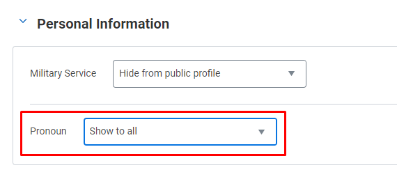 Screenshot of enabling pronoun display option.