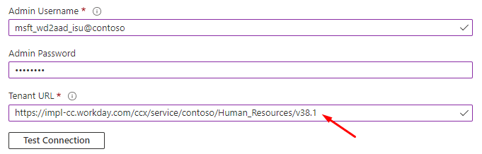 Screenshot of Microsoft Entra admin center provisioning app with Workday version.