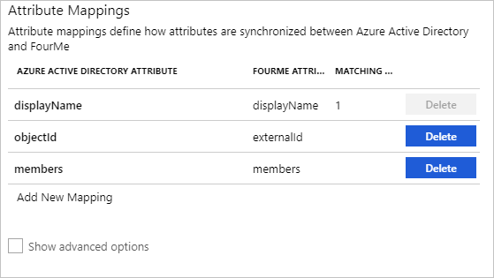 Screenshot of 4me Group attributes list.