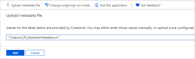 Upload the metadata file