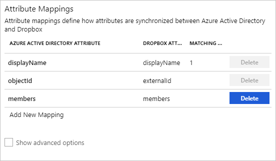 Screenshot of Dropbox Group Attributes.