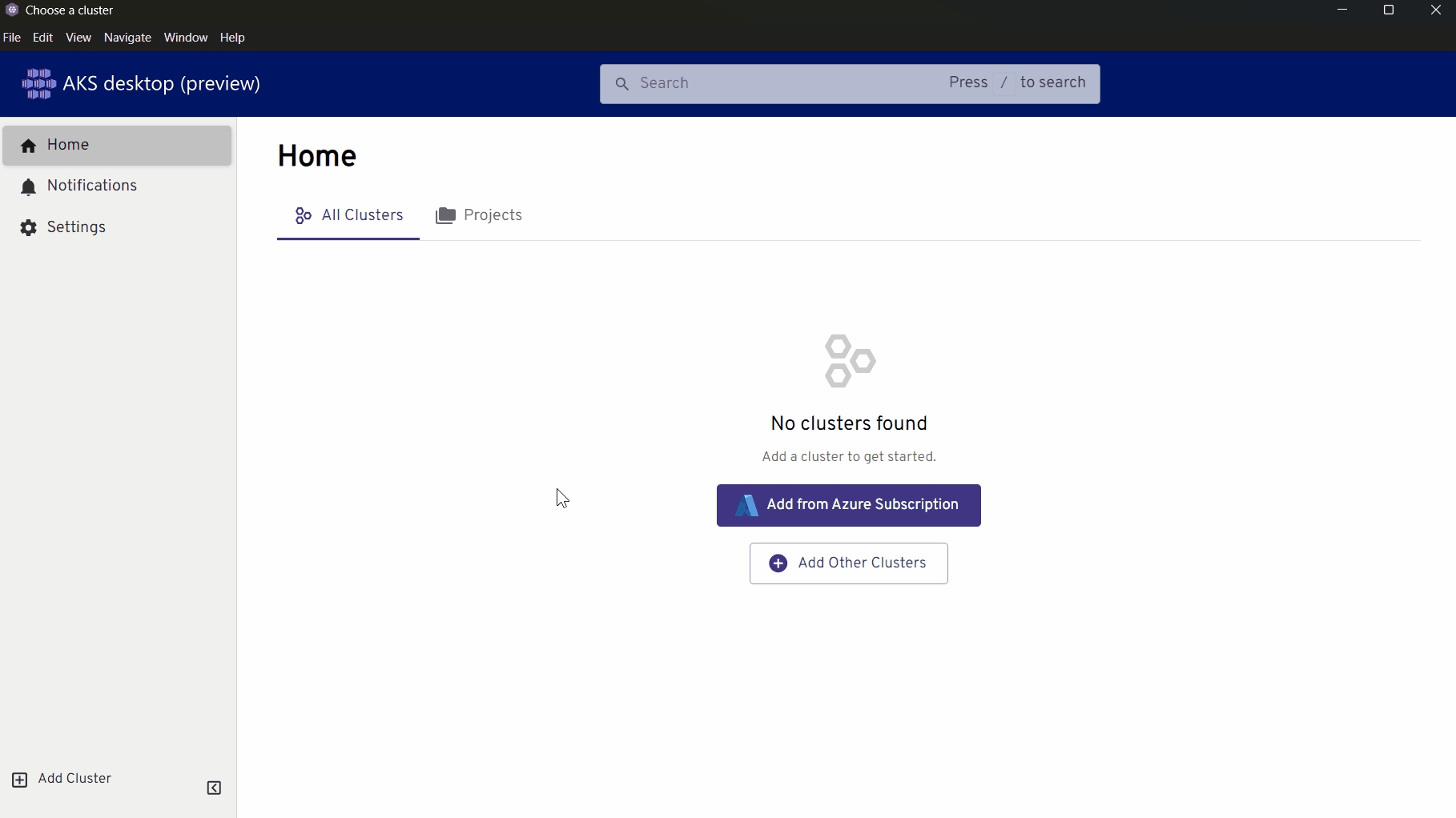 A video demonstrating how to add a cluster to the AKS desktop app.