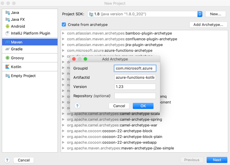 Create a Maven project from archetype in IntelliJ IDEA
