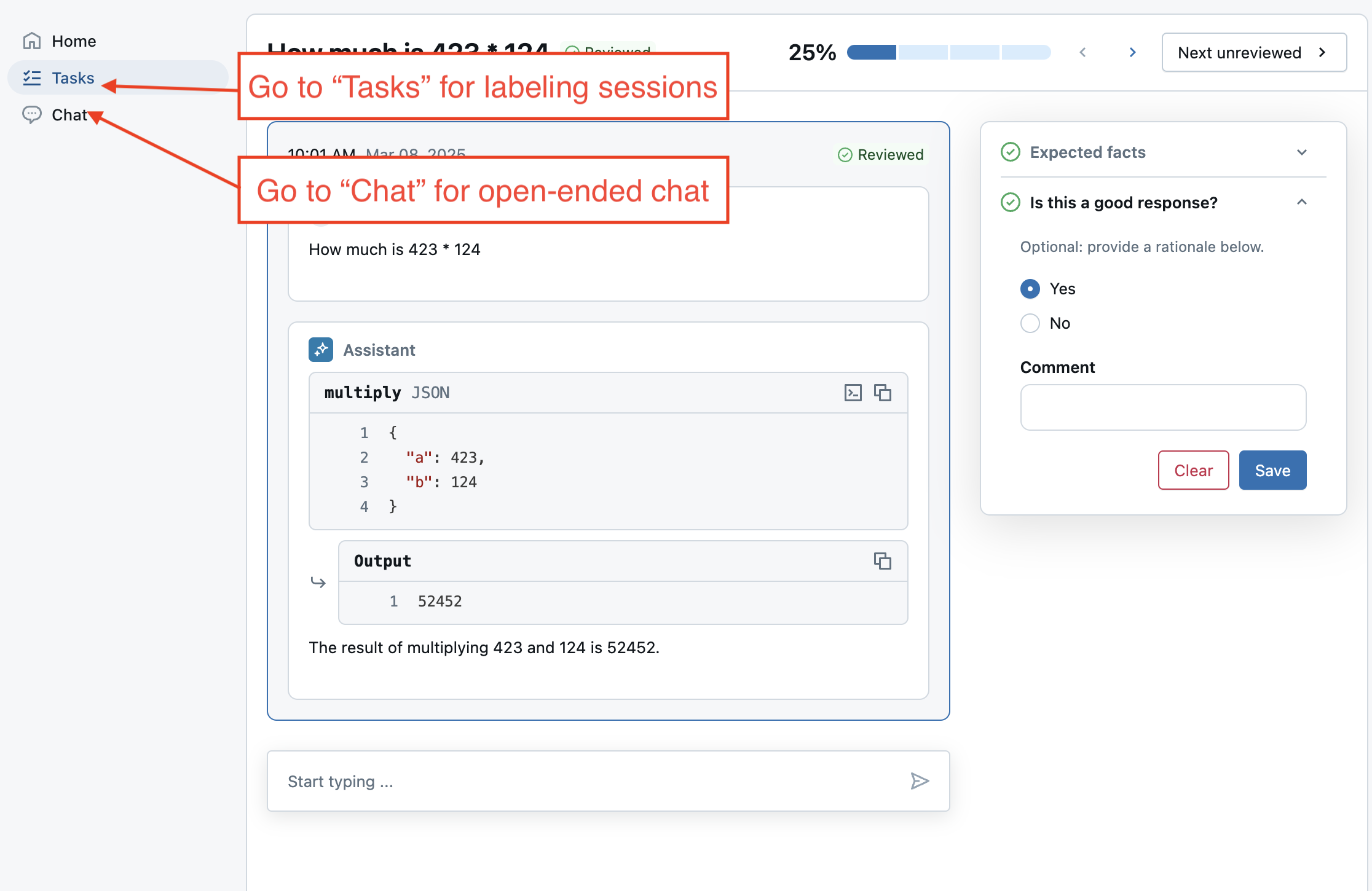 Review app UI