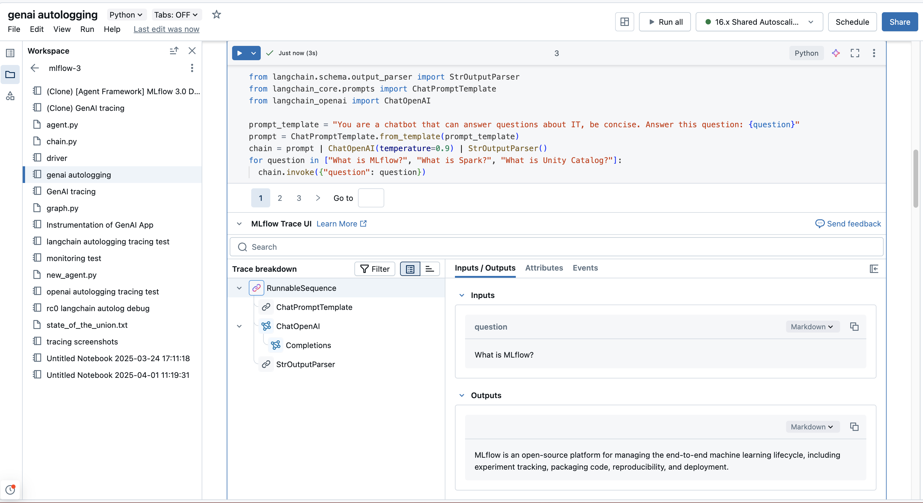 Databricks Notebook Trace UI