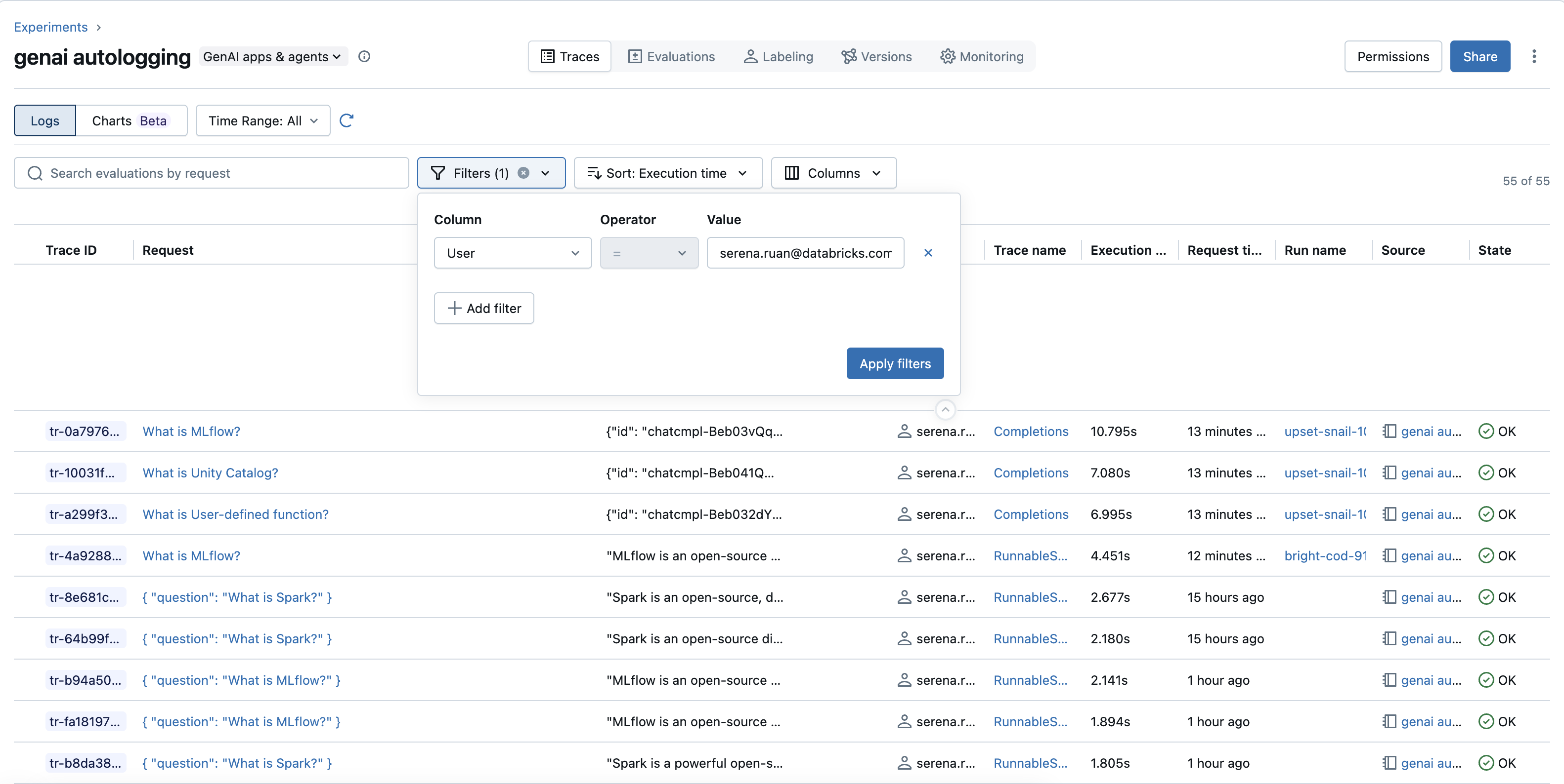 Finding User Traces UI