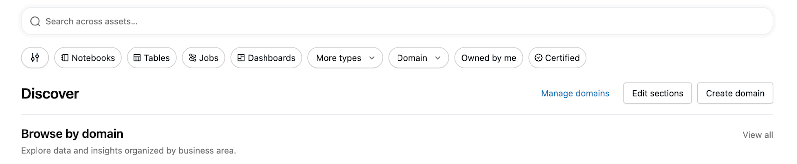 Create domain button on the Discover page