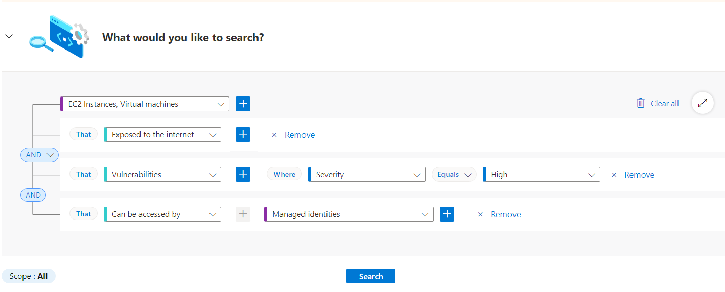 Screenshot that shows a full query and where to select on the screen to perform the search.