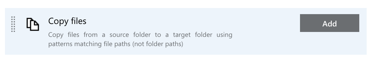 Screenshot that shows the Copy files task.