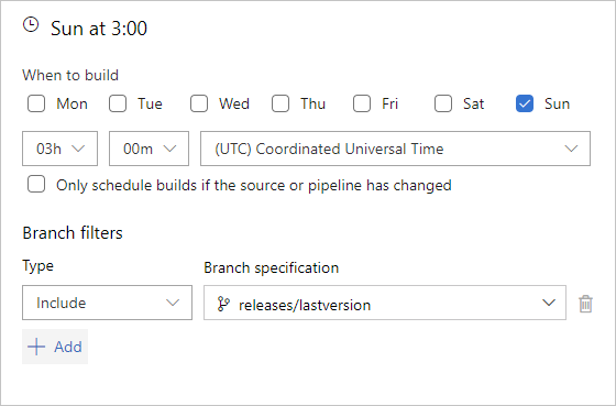 Scheduled trigger frequency 2, Azure Pipelines and Azure DevOps 2019 Server.
