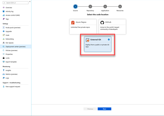 Deploy to AKS from your external Git repos Deploy to AKS from your external Git repos.