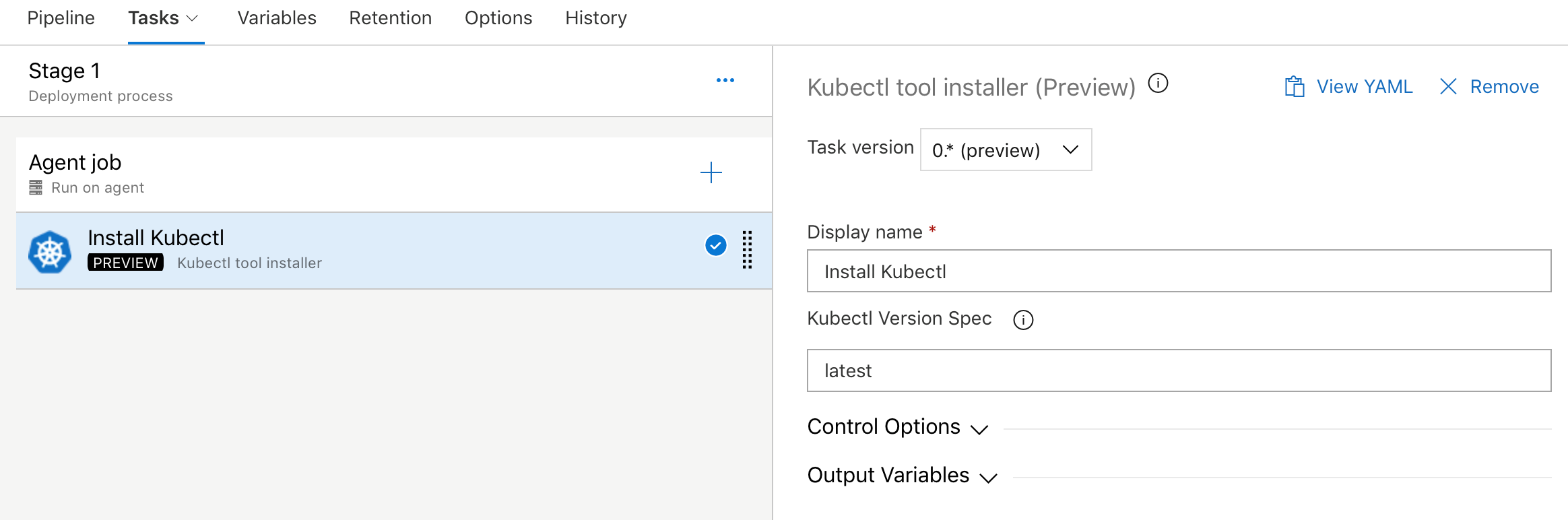 Screenshot showing the Kubectl tool installer.