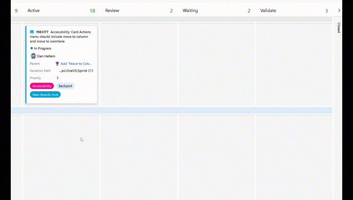 Gif to demo move to column and move to swimlane