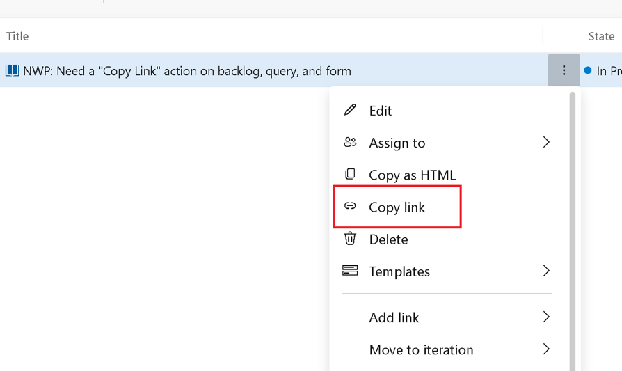 Image about copy link to work item