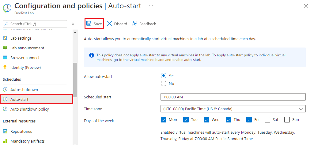 Screenshot showing the Autostart selection.