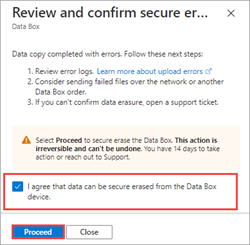 Confirm that you are ready to proceed with data erasure