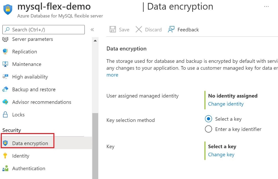 Screenshot of the data encryption page.