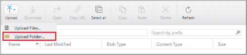 Upload folder menu