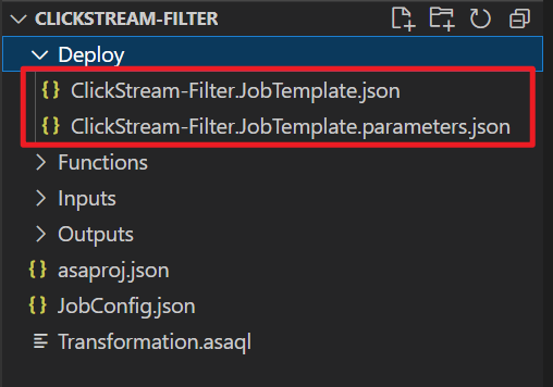 Screenshot that shows the files generated after building a project.