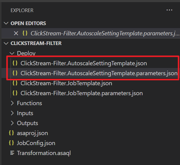 Screenshot that shows autoscale files generated after configuration of autoscale.