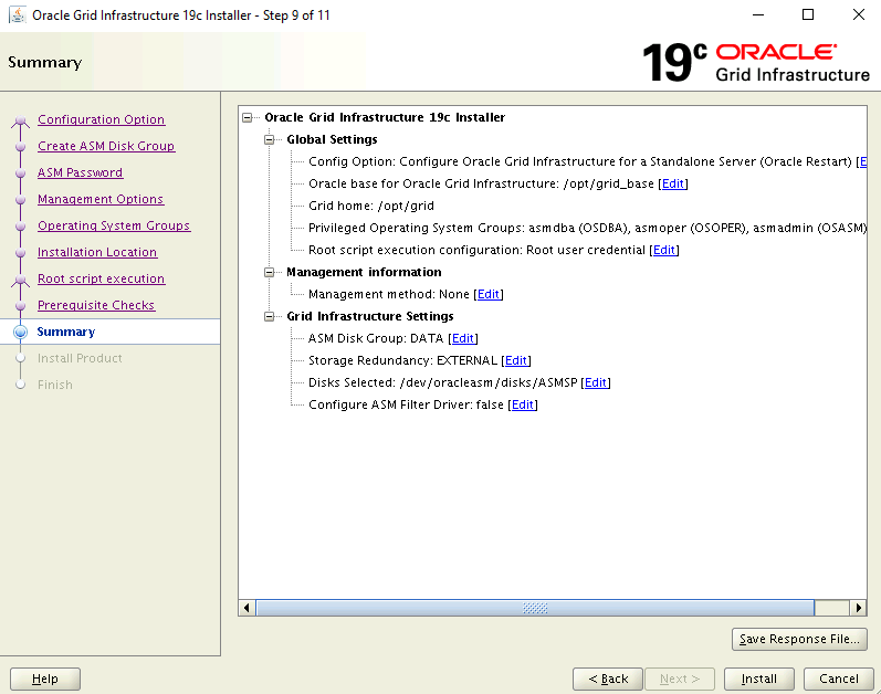 Screenshot of the installer's Summary page.