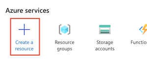 Screenshot that shows the Create a resource button on the home page.