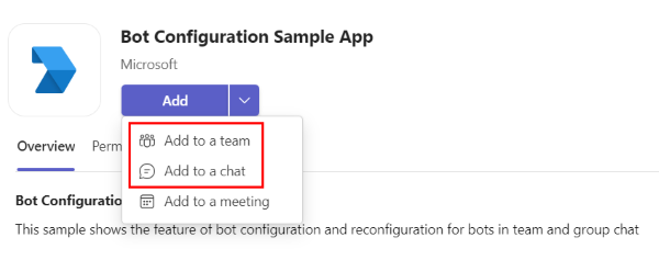 Screenshot shows add your bot to chat.