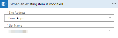 Screenshot to select the When an existing item is modified trigger in Sharepoint.
