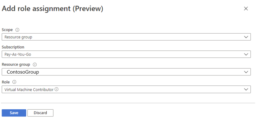 Add a role assignment in Azure portal.