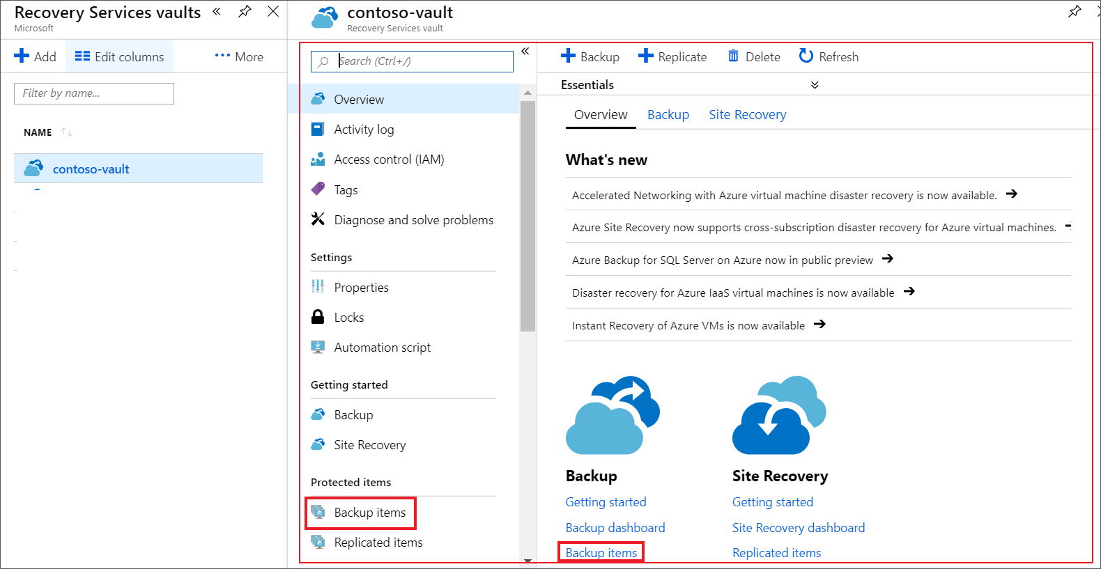 Screenshot showing to open the vault dashboard and Settings pane.